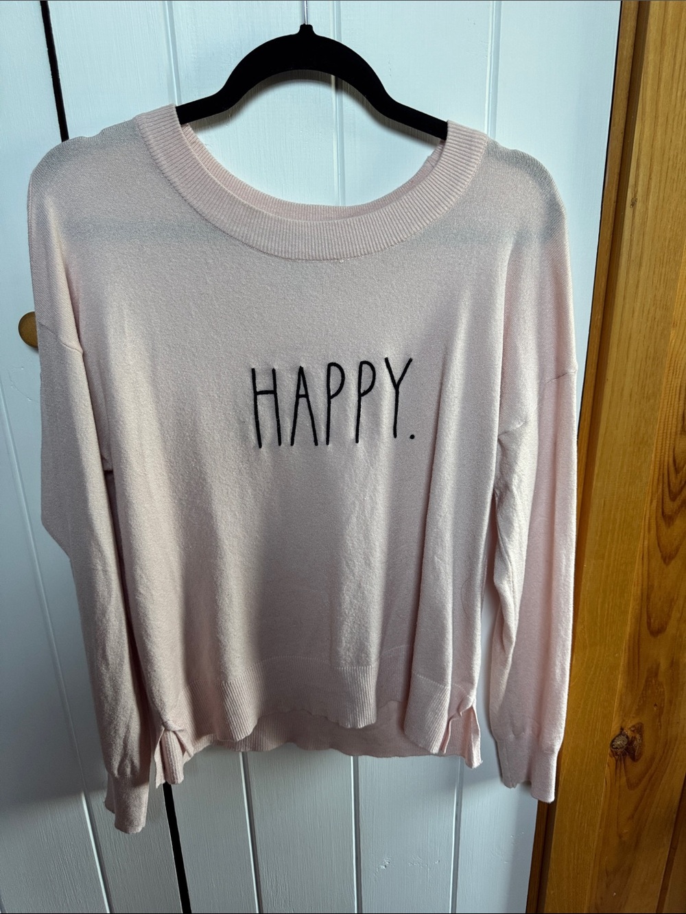 Rae Dunn Happy Pink Lightweight Sweater